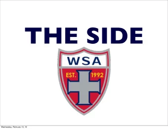 THE SIDE  Wednesday, February 13, 19  CONCUSSION  PROTOCOL    WSA First Club in Oklahoma (2011)