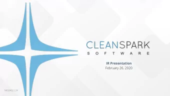 IR Presentation  February 26, 2020  NASDAQ:CLSK  CleanSpark cautions you that statements in this