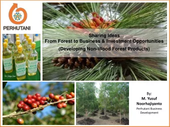 Sharing Ideas  From Forest to Business &amp; Investment Opportunities  (Developing Non-Wood Forest