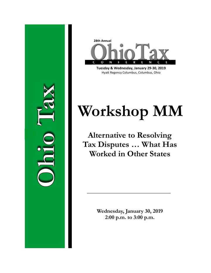 workshop mm alternative to resolving tax disputes what