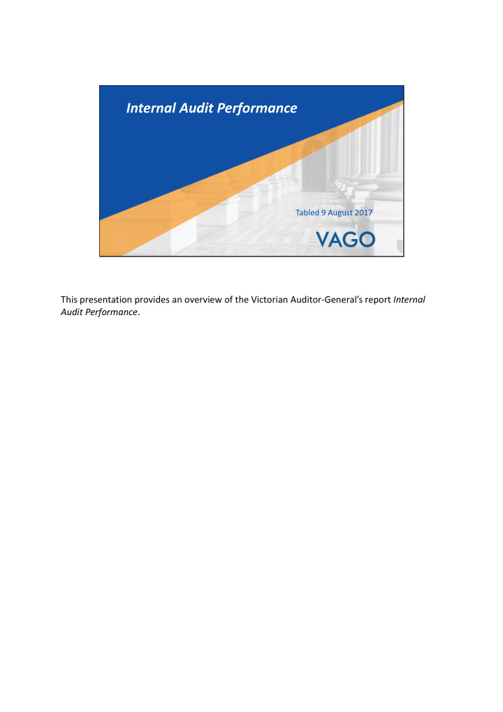 internal audit performance