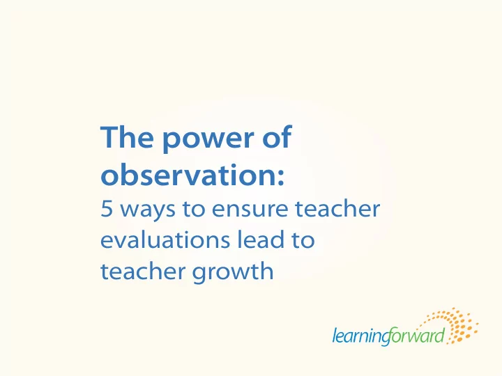 the power of observation