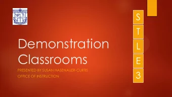 Demonstration  L  Classrooms  E  PRESENTED BY SUSAN HASENAUER-CURTIS  3  OFFICE OF INSTRUCTION