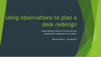 desk redesign  Andrea Boehme, Director of Access Services  Juli McCarroll, Coordinator of