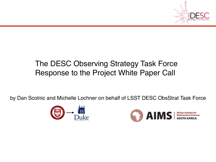 the desc observing strategy task force response to the
