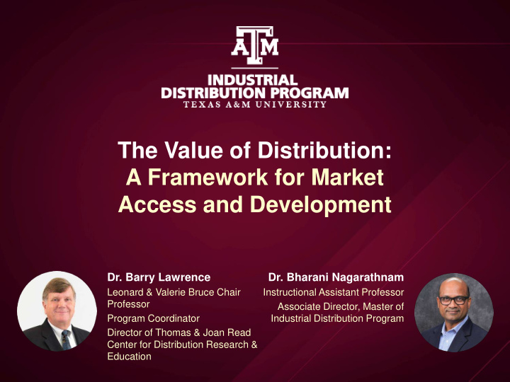 the value of distribution a framework for market access