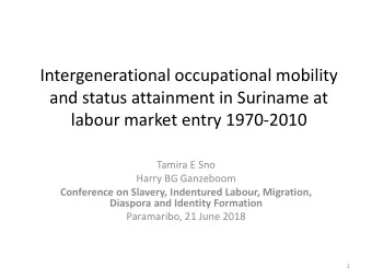 and status attainment in Suriname at  labour market entry 1970-2010  Tamira E Sno  Harry BG