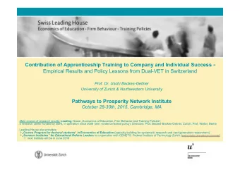 Contribution of Apprenticeship Training to Company and Individual Success - Empirical Results and
