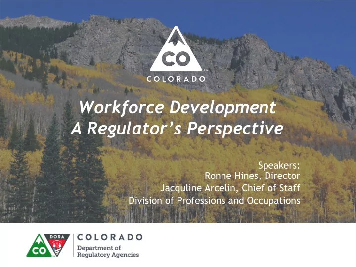 workforce development a regulator s perspective