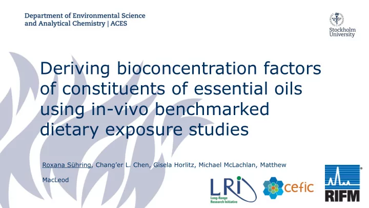 deriving bioconcentration factors of constituents of