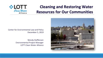 Cleaning and Restoring Water  Resources for Our Communities  Center for Environmental Law and