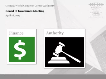 Finance  Authority  Georgia World Congress Center Authority Financial Snapshot  March 2015