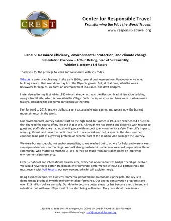 Center for Responsible Travel  Transforming the Way the World Travels www.responsibletravel.org