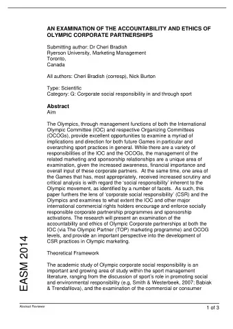EASM 2014  CSR practices in Olympic marketing.    Theoretical Framework    The academic
