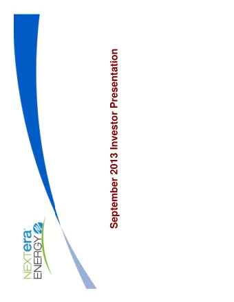 September 2013 Investor Presentation  Cautionary Statements And Risk Factors That May Affect