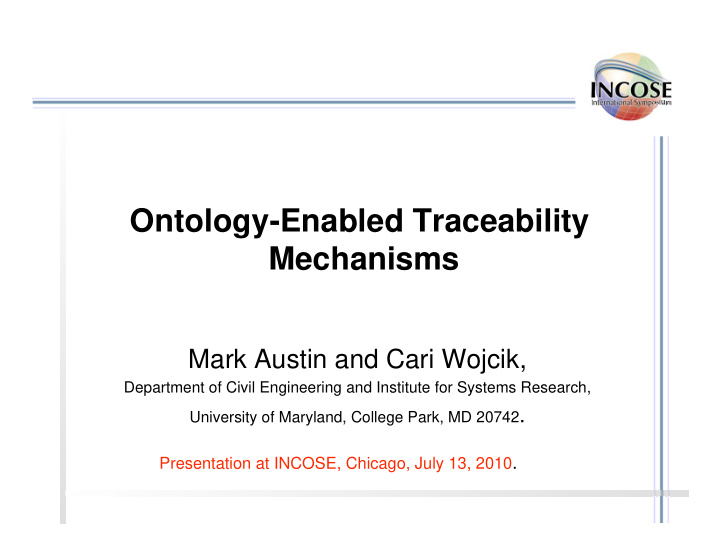 ontology enabled traceability mechanisms