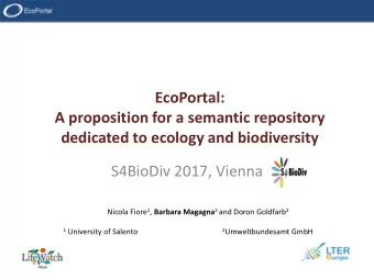 A proposition for a semantic repository  dedicated to ecology and biodiversity  S4BioDiv 2017,