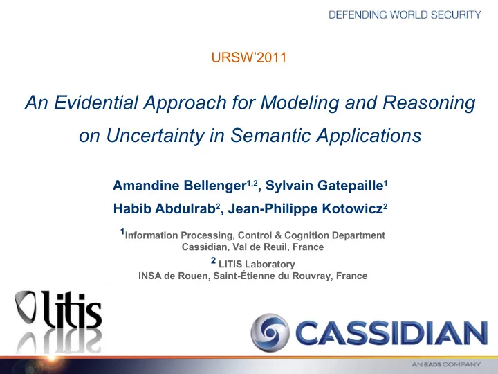 an evidential approach for modeling and reasoning on