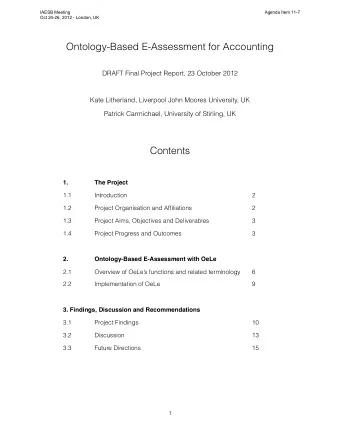 Ontology-Based E-Assessment for Accounting  DRAFT Final Project Report, 23 October 2012  Kate