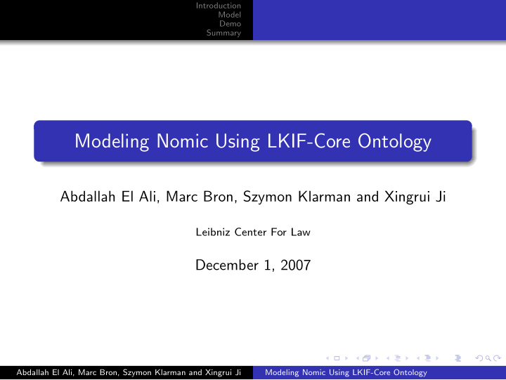 modeling nomic using lkif core ontology
