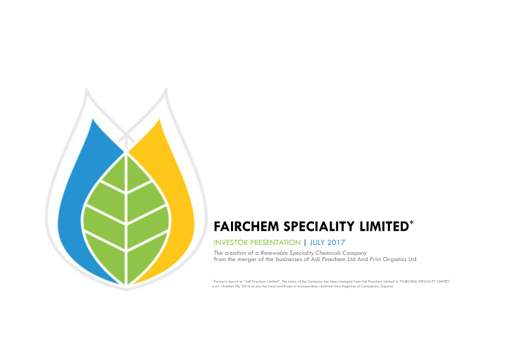 about fairchem aroma chemicals oleo chemicals amp