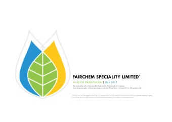 About Fairchem  Aroma Chemicals  Oleo Chemicals &amp; Nutraceuticals  Financial Overview  2