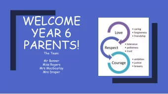 PARENTS!  The Team:  Mr Bonner  Miss Rogers  Mrs MacGourlay  Mrs Draper Overview  Autumn 1,