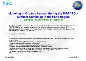 Modeling of Organic Aerosol during the MEGAPOLI  Summer Campaign in the Paris Region  CHIMERE -