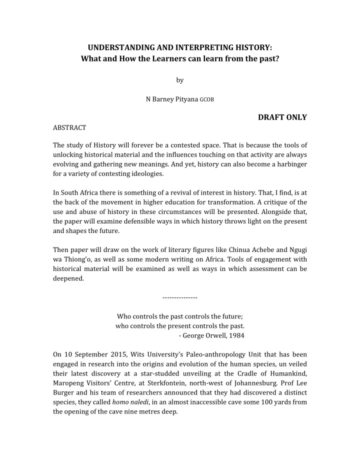 understanding and interpreting history what and how the