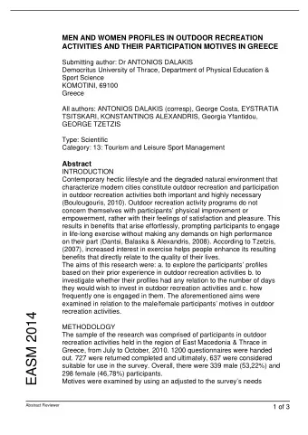 EASM 2014    METHODOLOGY  The sample of the research was comprised of participants in outdoor