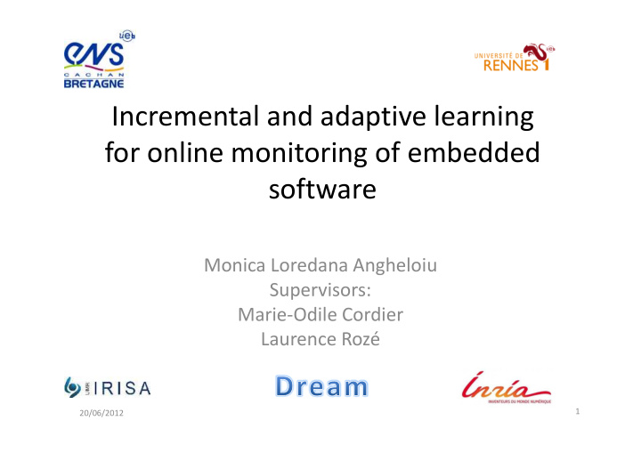 incremental and adaptive learning for online monitoring