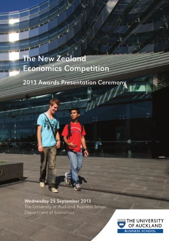 The New Zealand  Economics Competition  2013 Awards Presentation Ceremony  Wednesday 25 September