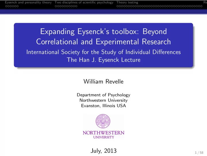 expanding eysenck s toolbox beyond correlational and
