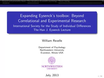 Expanding Eysencks toolbox: Beyond  Correlational and Experimental Research  International