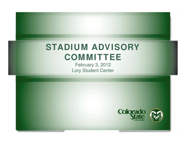 stadium advisory stadium advisory committee