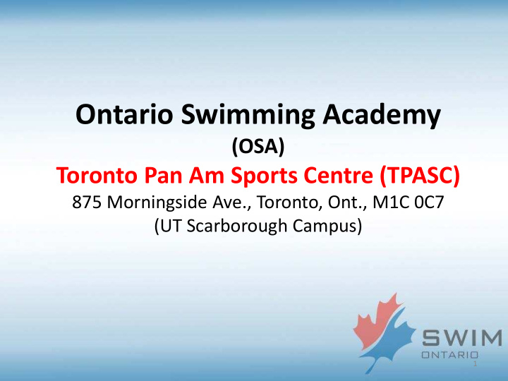 ontario swimming academy