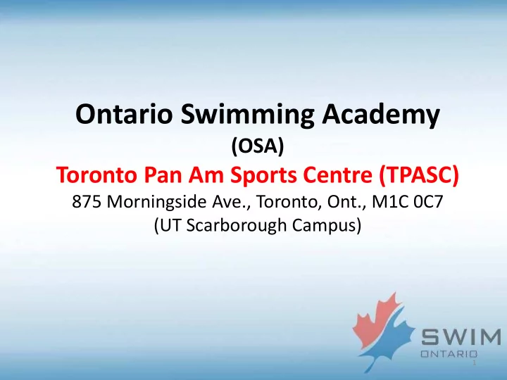 ontario swimming academy