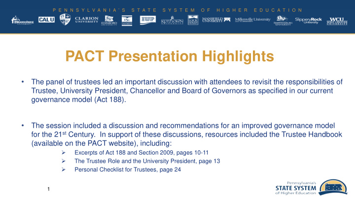 pact presentation highlights