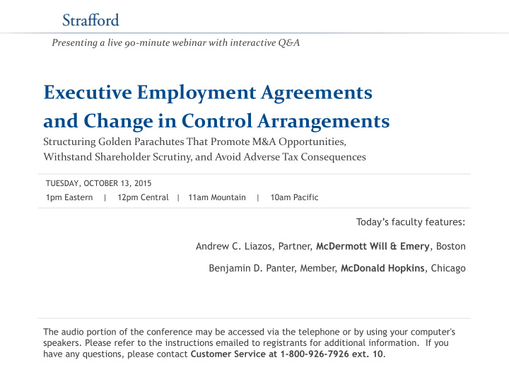executive employment agreements and change in control
