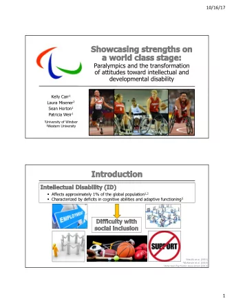 Paralympics and the transformation  of attitudes toward intellectual and  developmental disability
