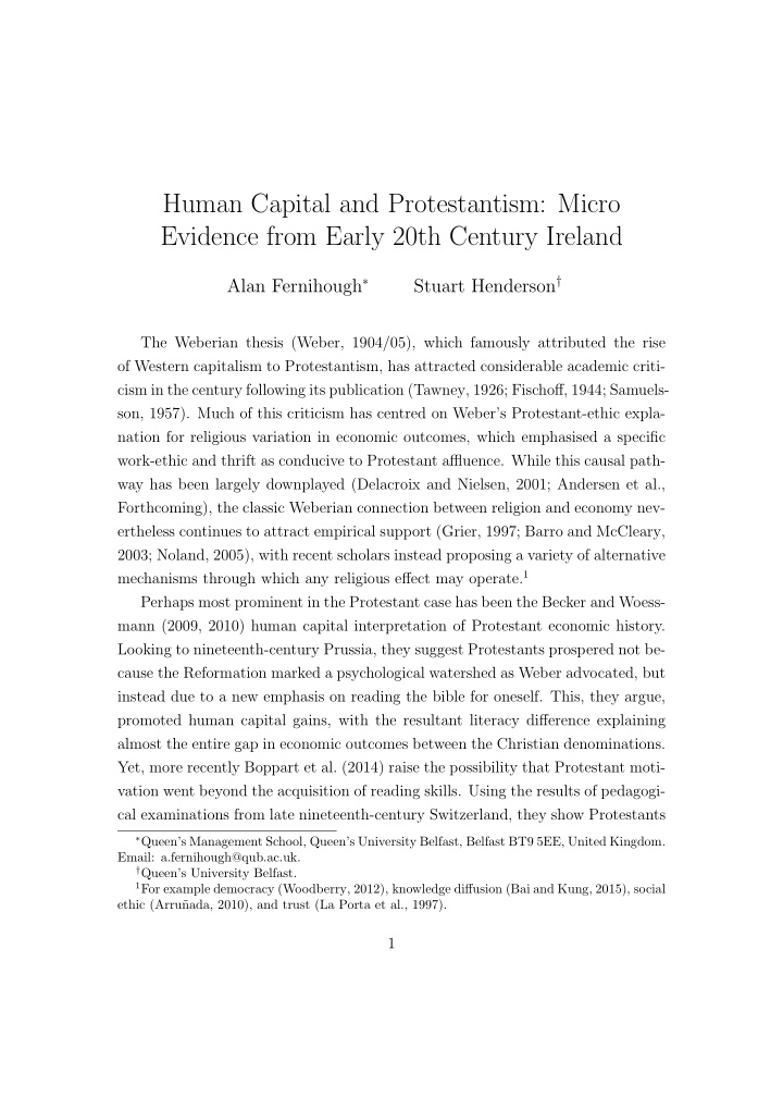 human capital and protestantism micro evidence from early