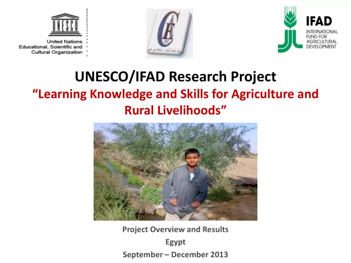 project overview and results egypt september december