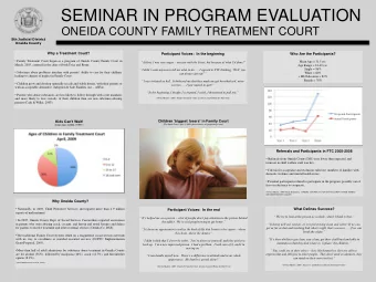 SEMINAR IN PROGRAM EVALUATION  ONEIDA COUNTY FAMILY TREATMENT COURT  5th Judicial District  Oneida