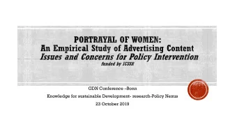 GDN Conference Bonn  Knowledge for sustainable Development- research-Policy Nexus  23 October