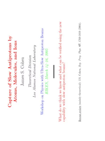 Text: Title slide  Adiabatic contours X-+H  Adiabation ion, potential &amp; cross section  Text: