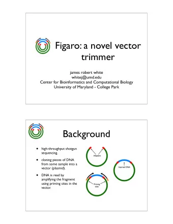 Figaro: a novel vector  trimmer  james robert white  whitej@umd.edu  Center for Bioinformatics and