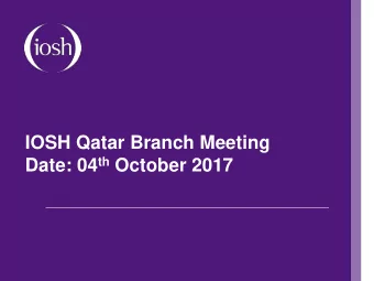 Date: 04 th October 2017  Welcome- Before we begin  Important briefing for your SAFETY!  Fire