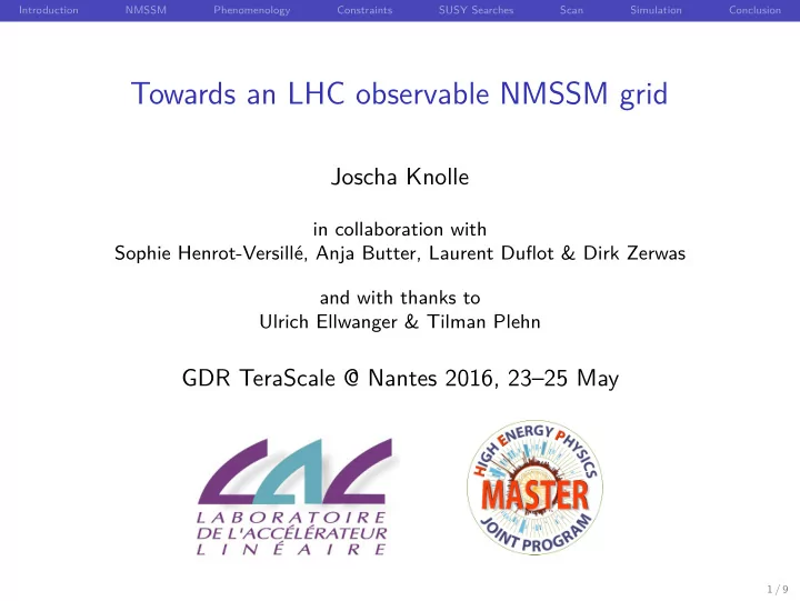 towards an lhc observable nmssm grid