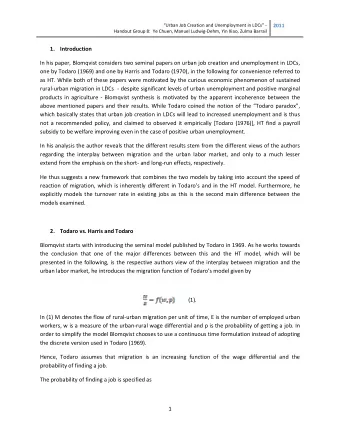 1. Introduction  In his paper, Blomqvist considers two seminal papers on urban job creation and