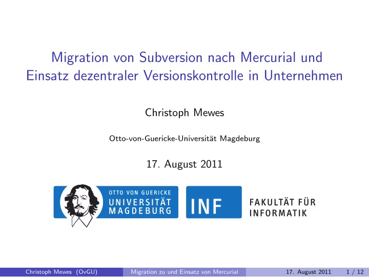 migration von subversion nach mercurial und einsatz